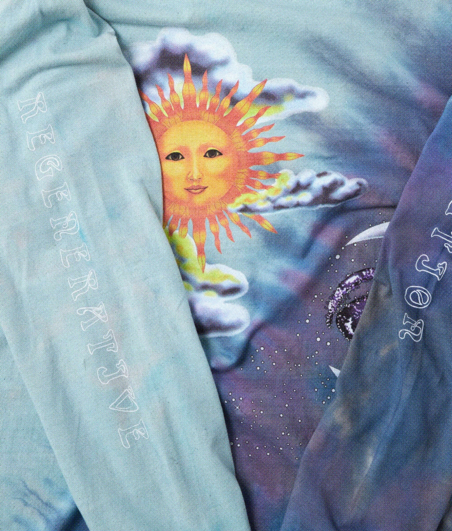 Half Moon Half Sun Long Sleeve Tee | Blue Tie Dye