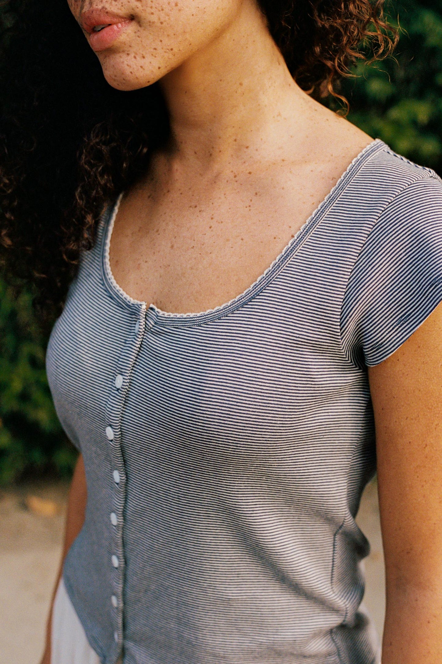 The Bridget Tee | Navy Stripe