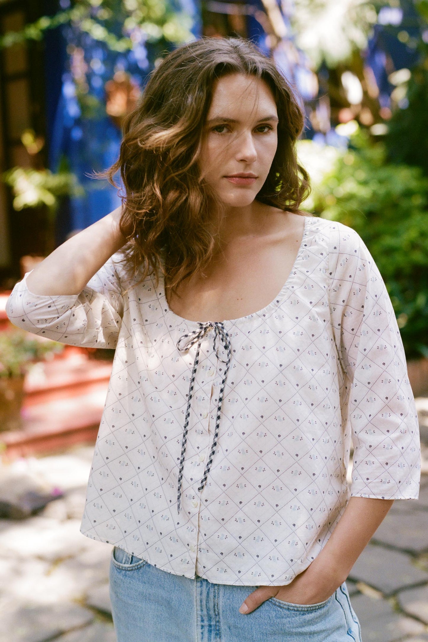 The Camelia Blouse | Dotted Plaid