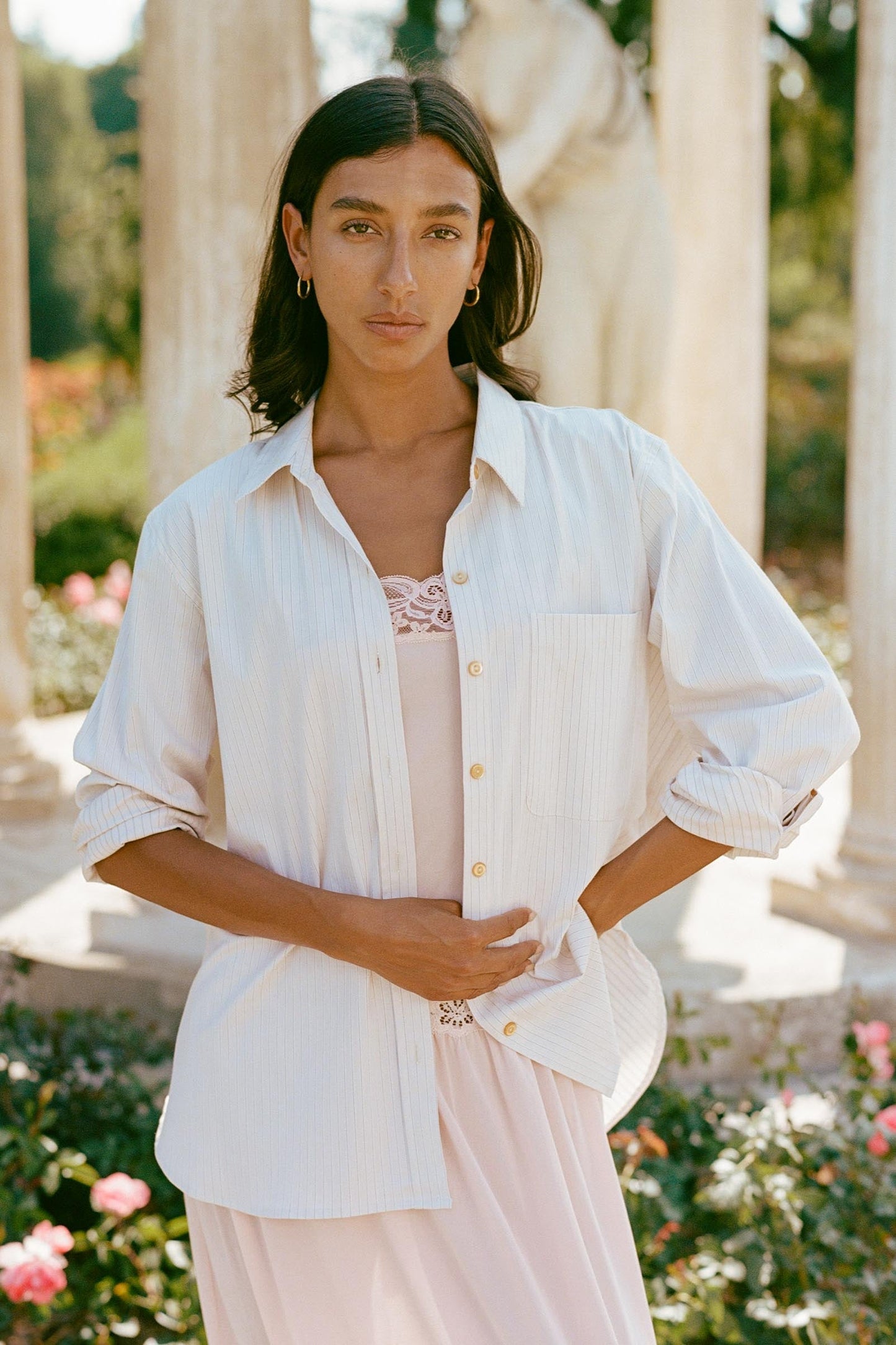 The Mirren Shirt | Alabaster Pinstripe