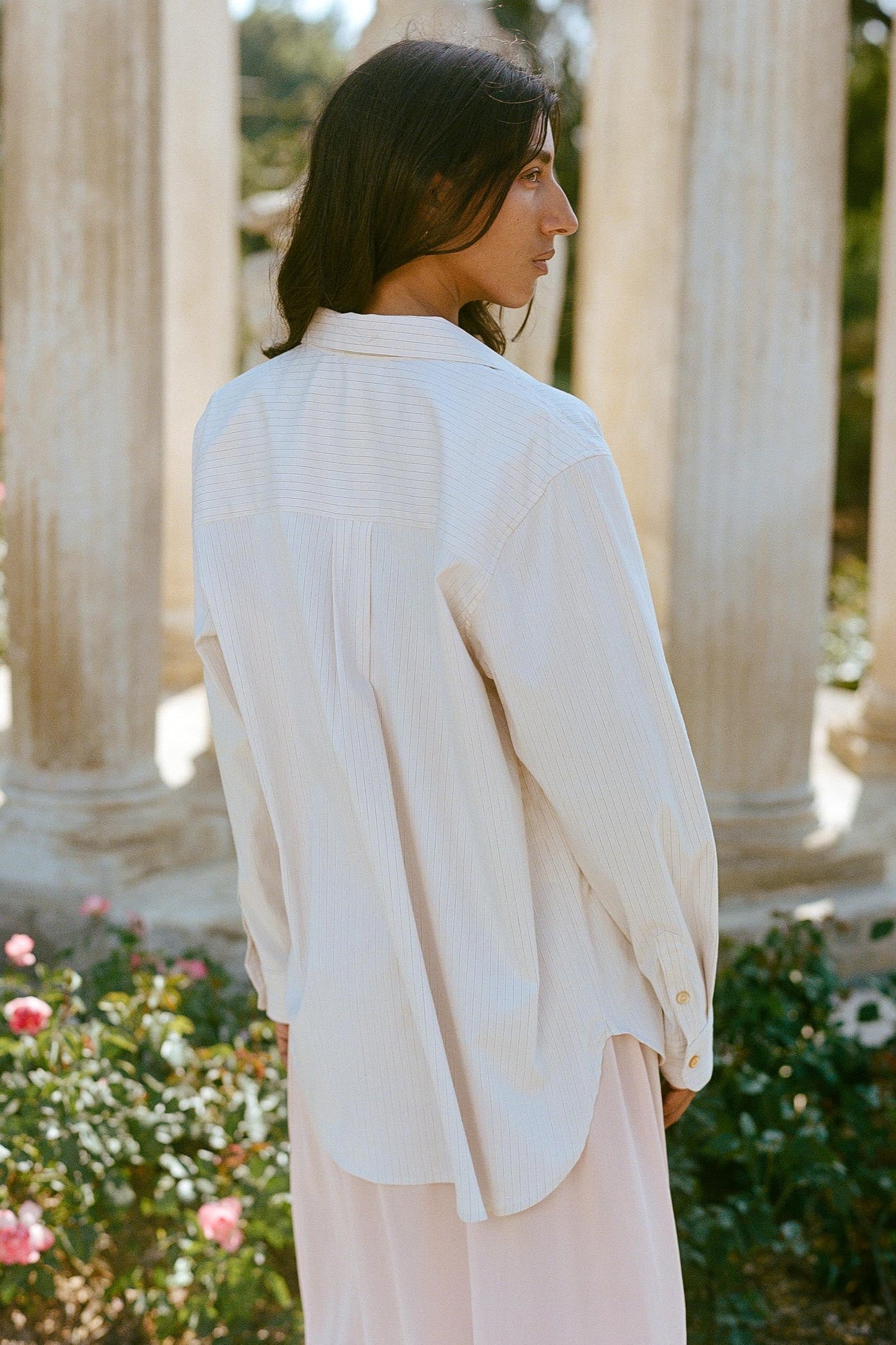 The Mirren Shirt | Alabaster Pinstripe