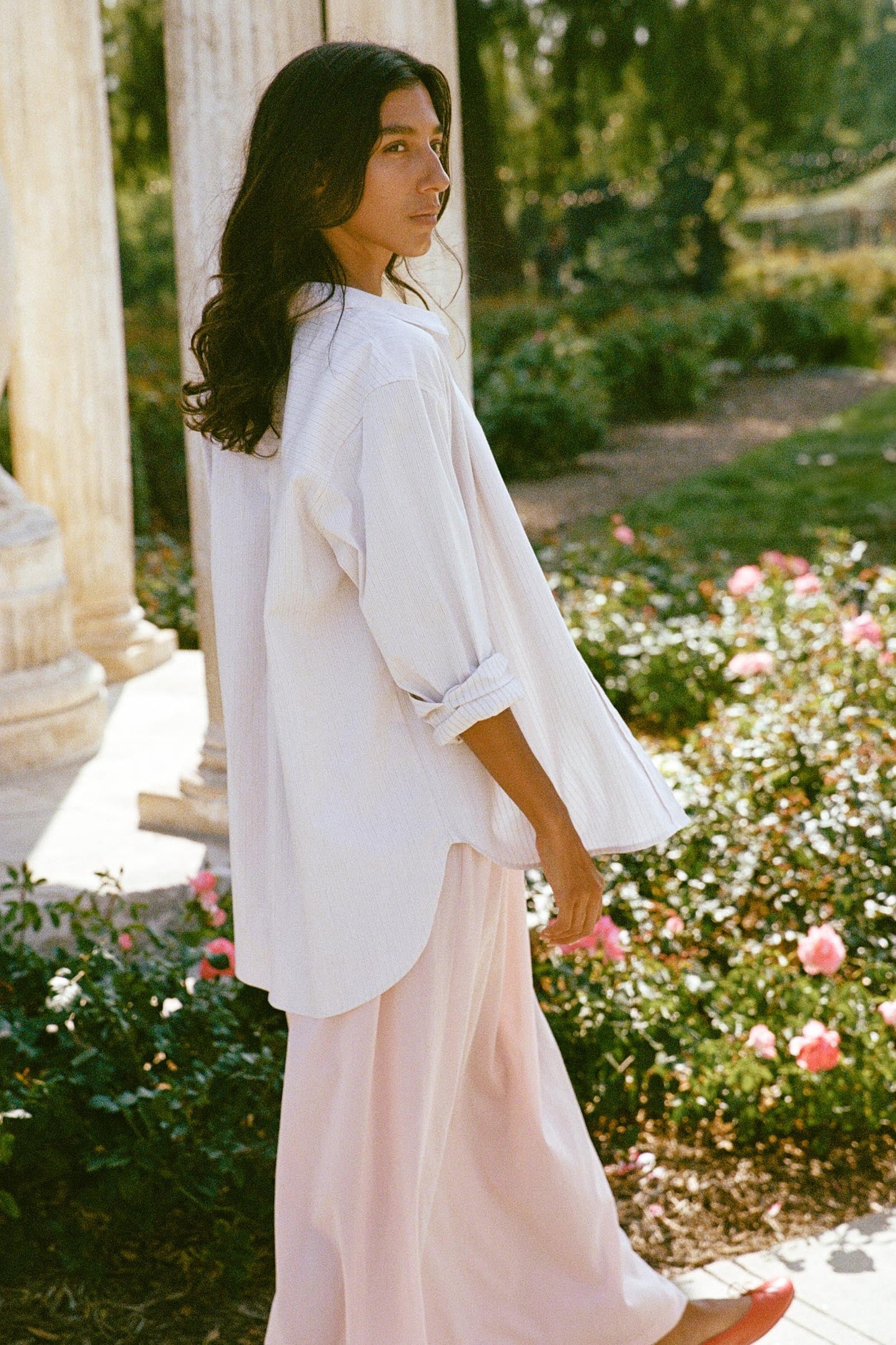 The Mirren Shirt | Alabaster Pinstripe