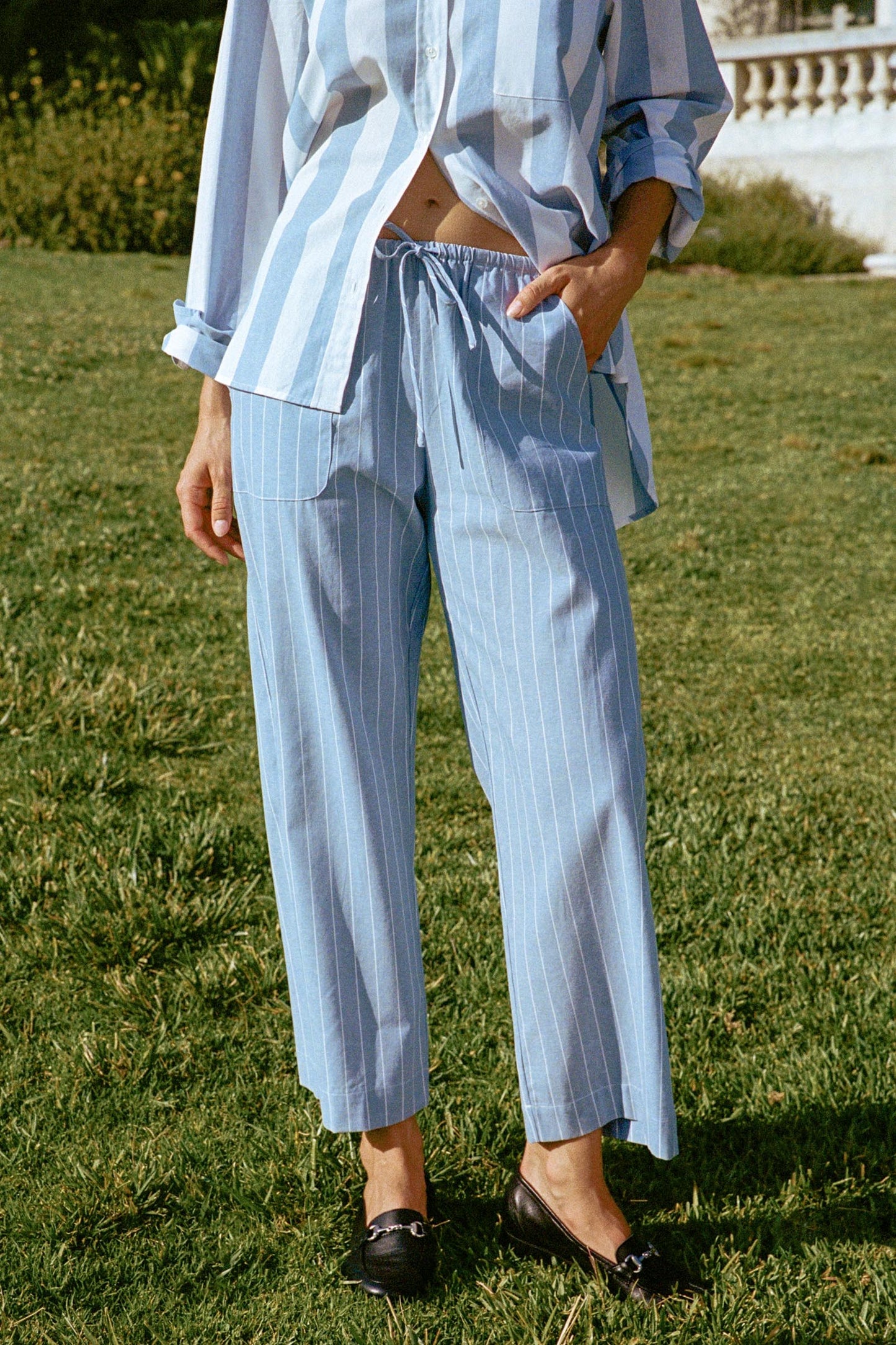 The Taavi Pant | Spruce Pinstripe