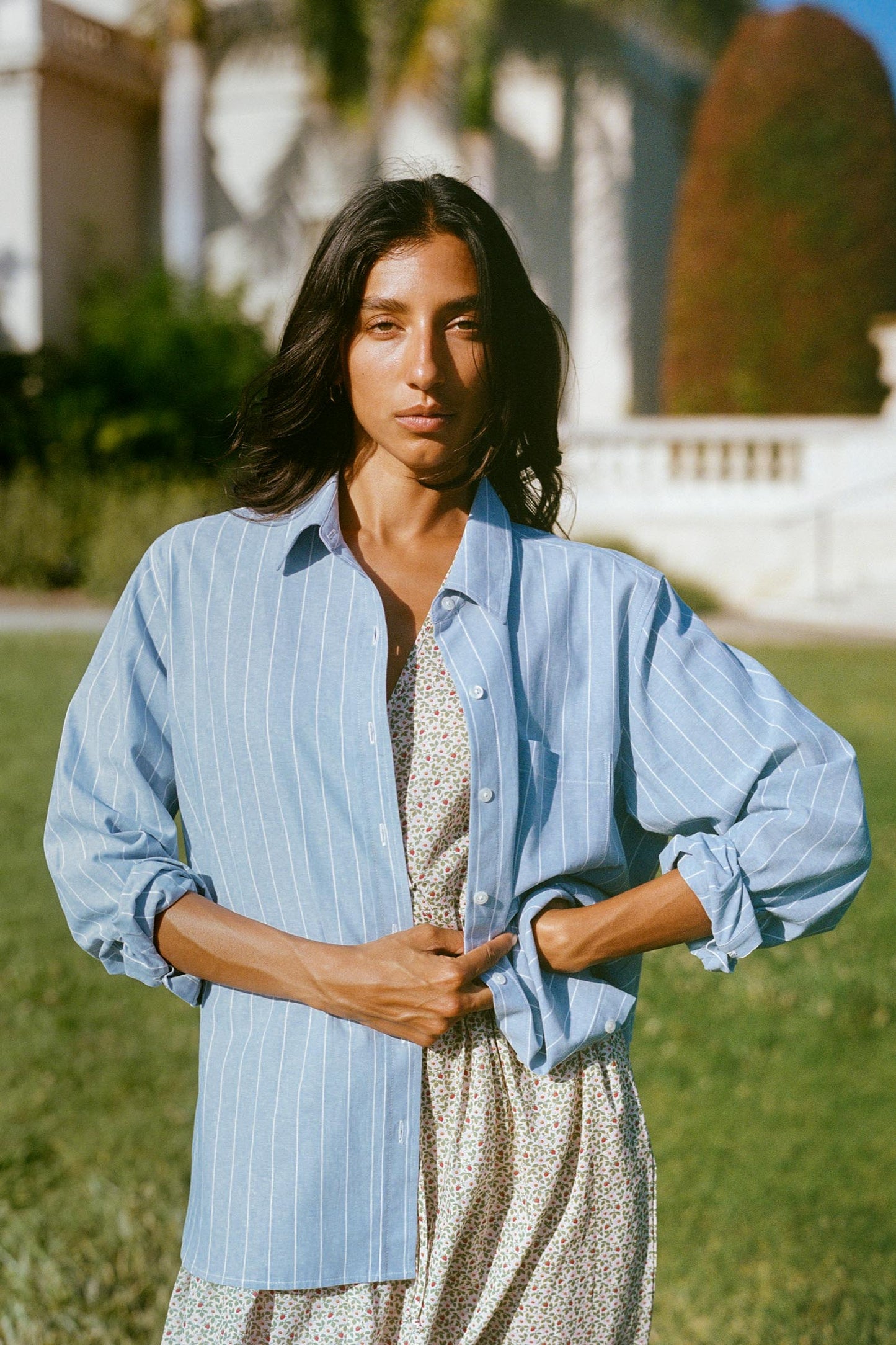The Mirren Shirt | Spruce Pinstripe