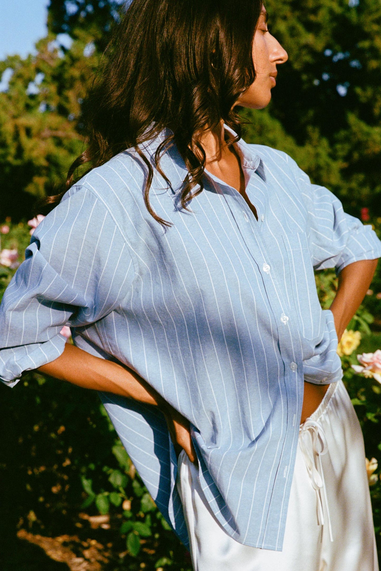 The Mirren Shirt | Spruce Pinstripe