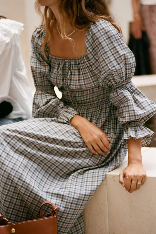 The Adelia Dress | Slate Gingham