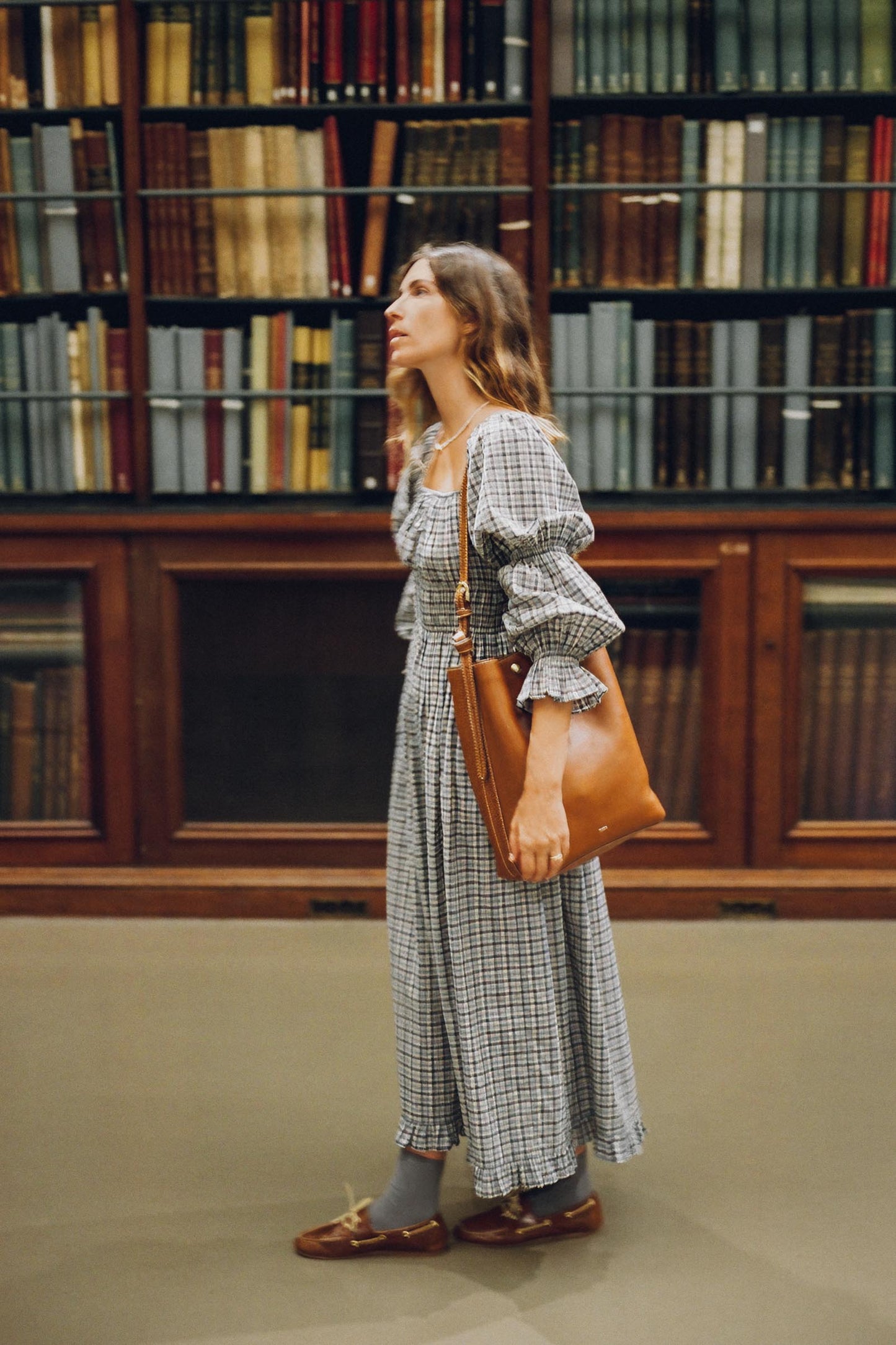 The Adelia Dress | Slate Gingham