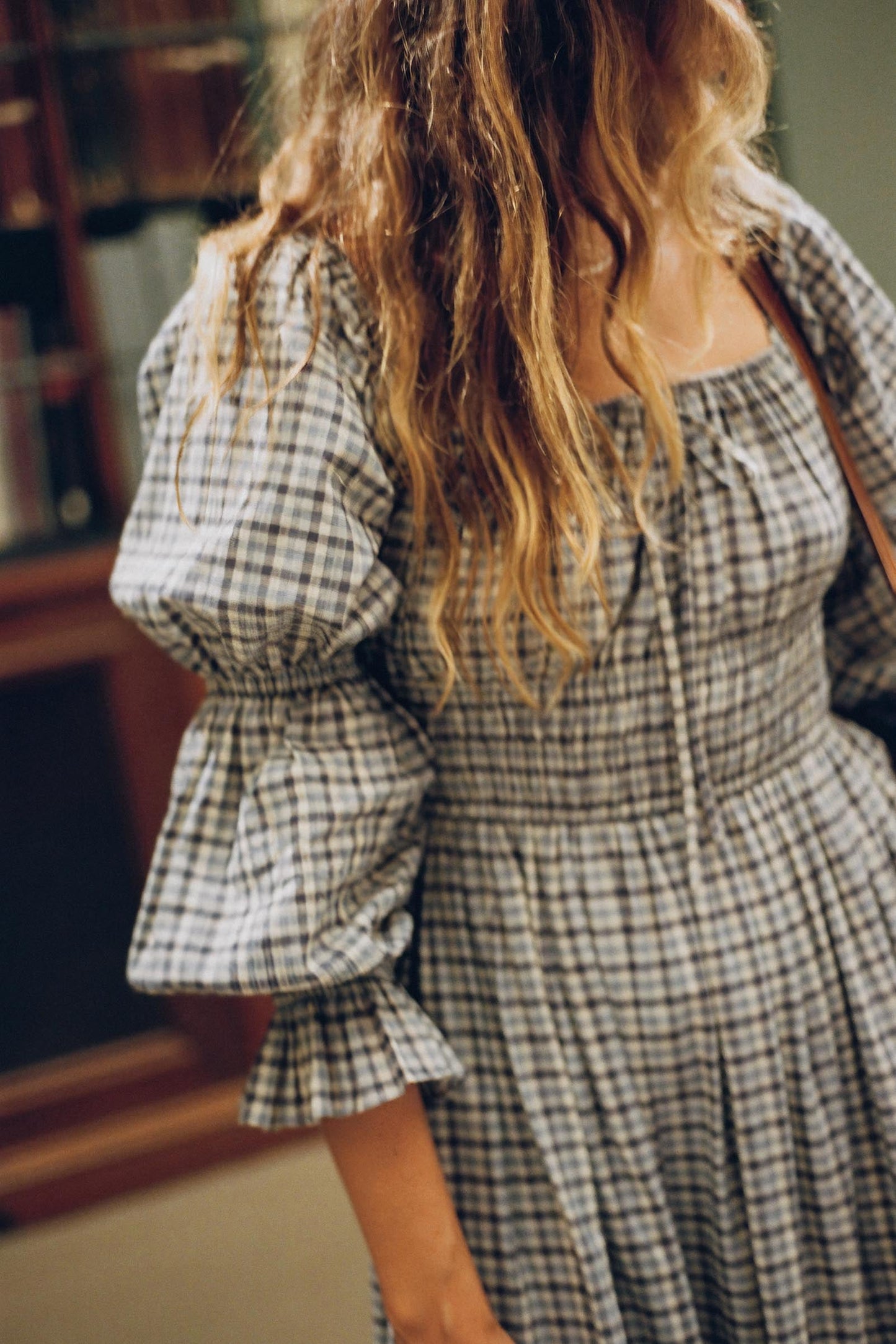 The Adelia Dress | Slate Gingham