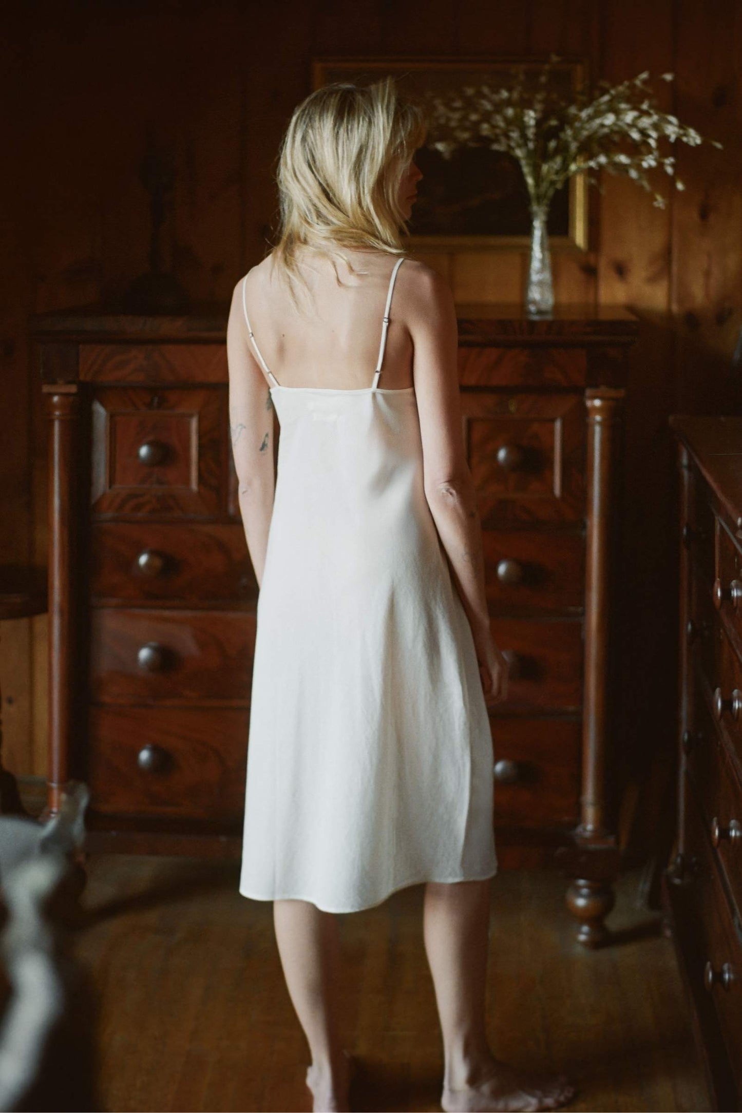 The Flora Slip (Long) | Ivory