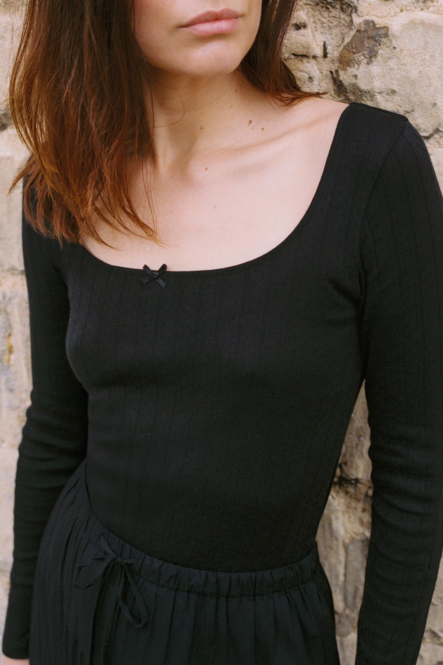 The Lita Tee | Noir Regenerative Pointelle