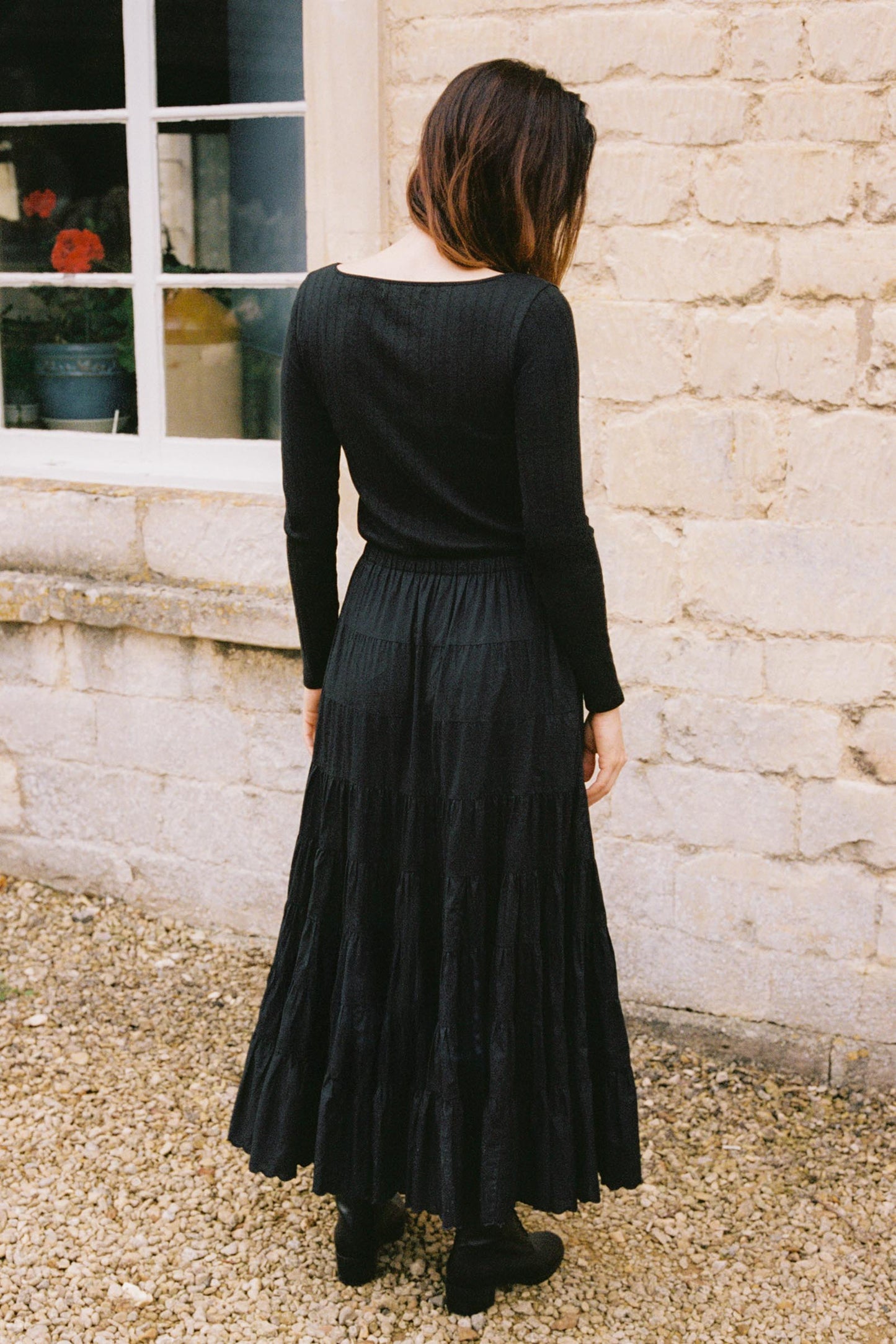 The Lita Tee | Noir Regenerative Pointelle