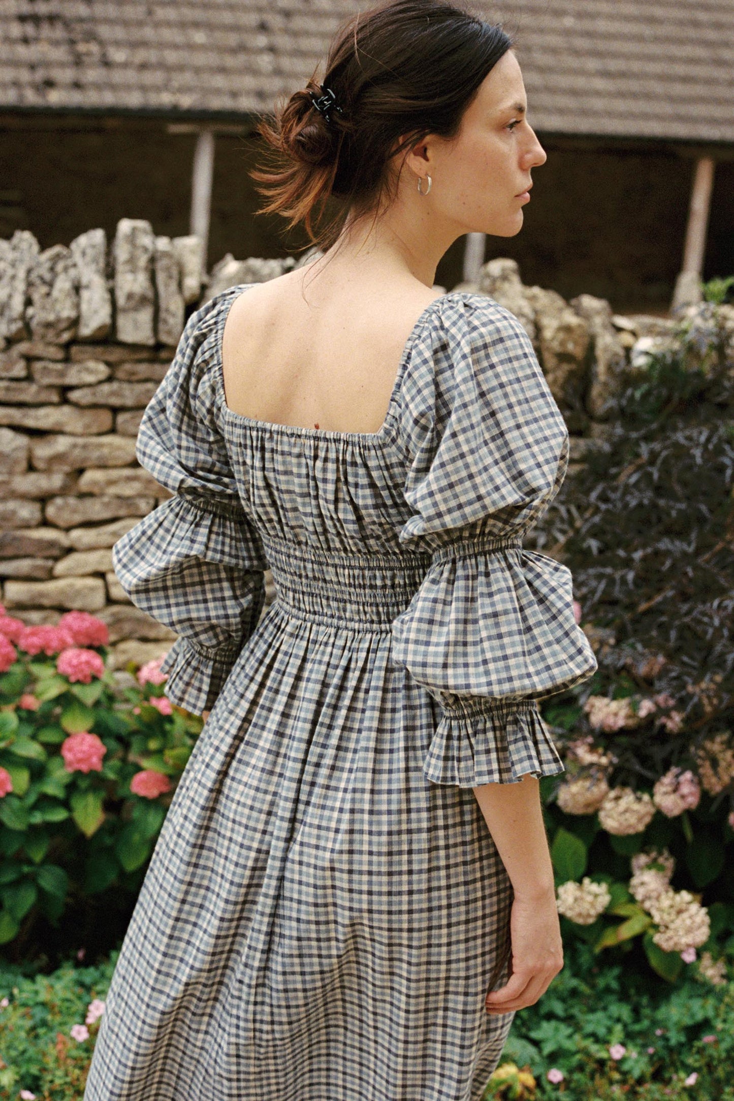 The Adelia Dress | Slate Gingham