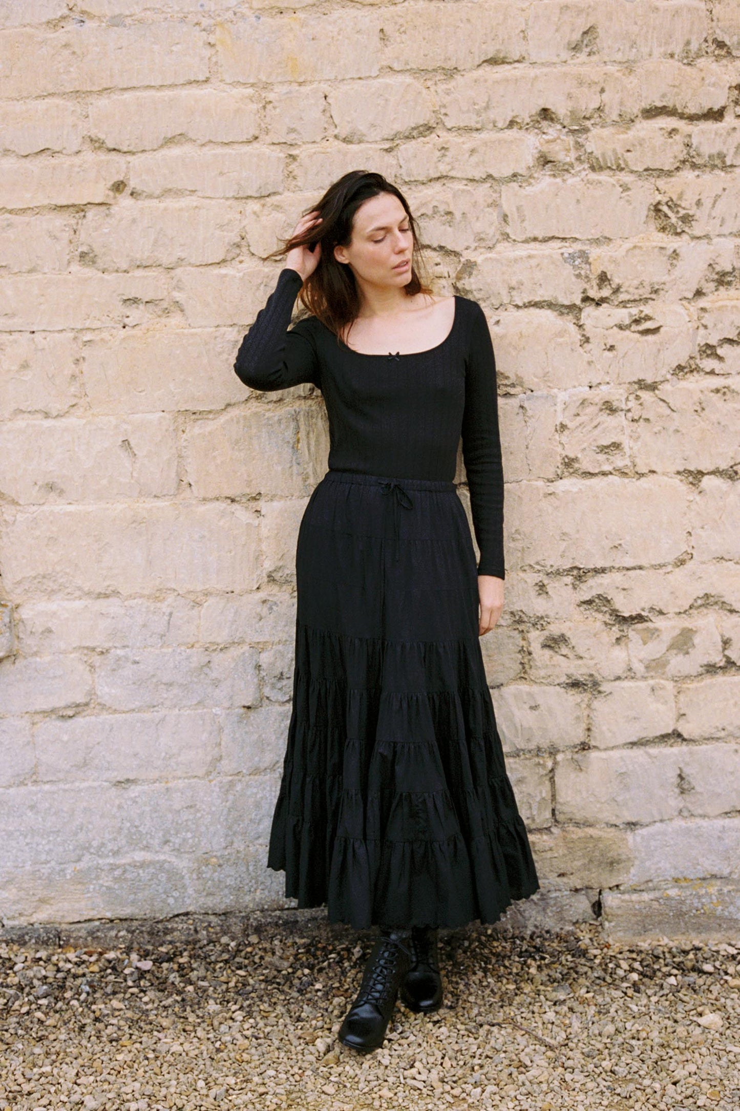 The Lita Tee | Noir Regenerative Pointelle